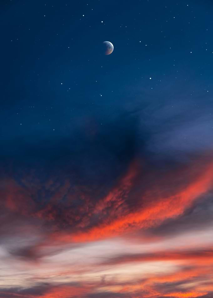 Lunar Eclipse in a Starry Sky