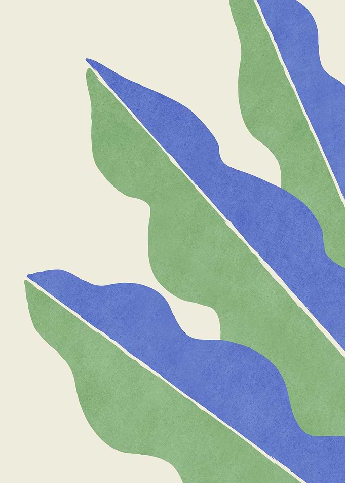 Abstract Green and Blue Leaf Pattern