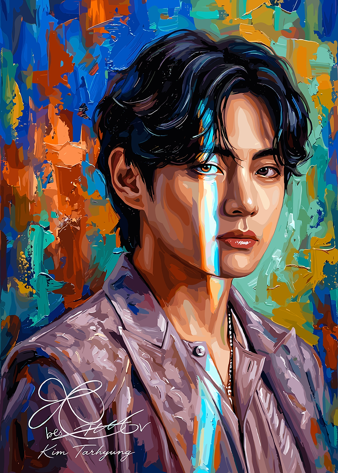 Portrait of Kim Taehyung in Abstract Style