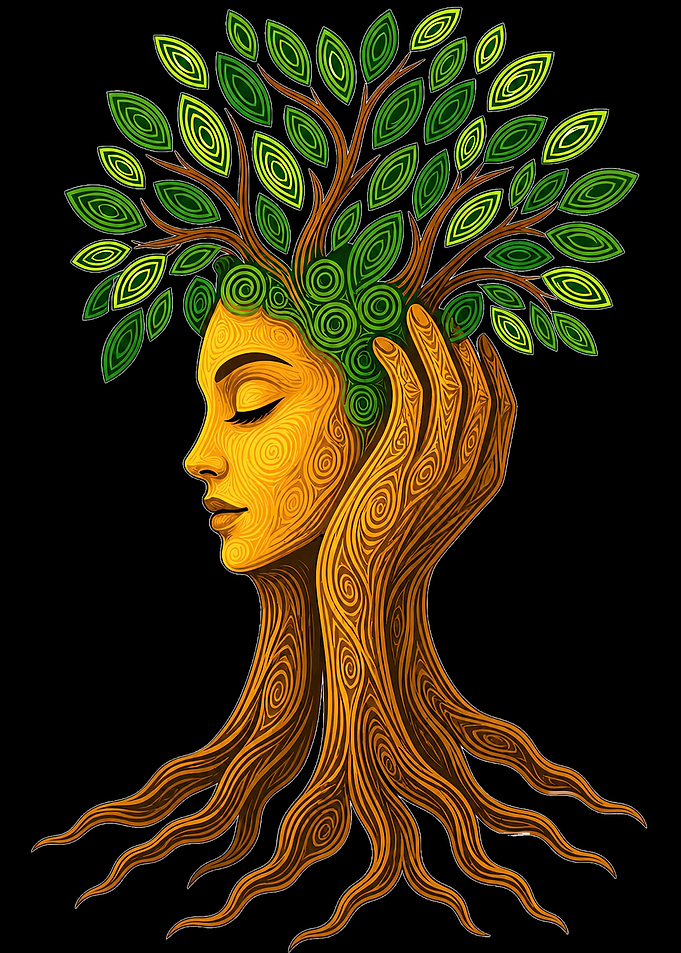 Tree Woman with Roots and Leaves