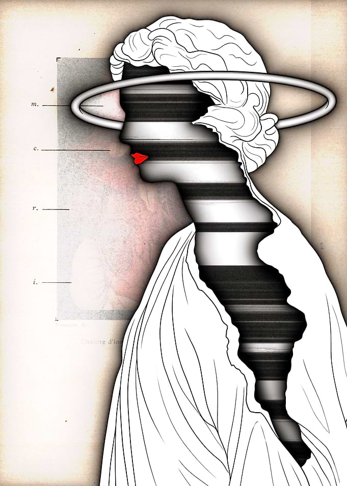 Abstract Sculpture with Glitch Effect
