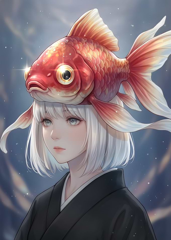 Girl with Goldfish Hat