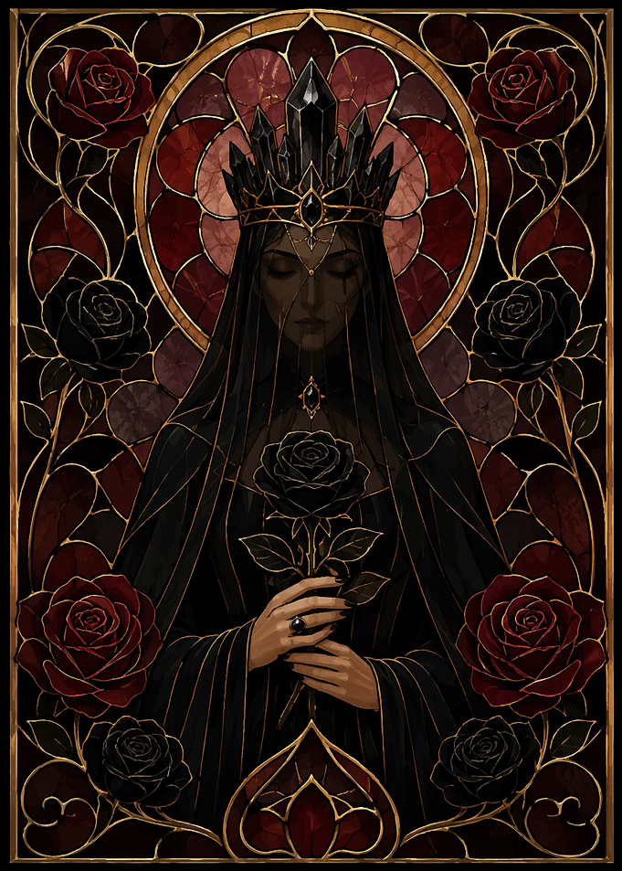 Gothic Queen with Black Roses