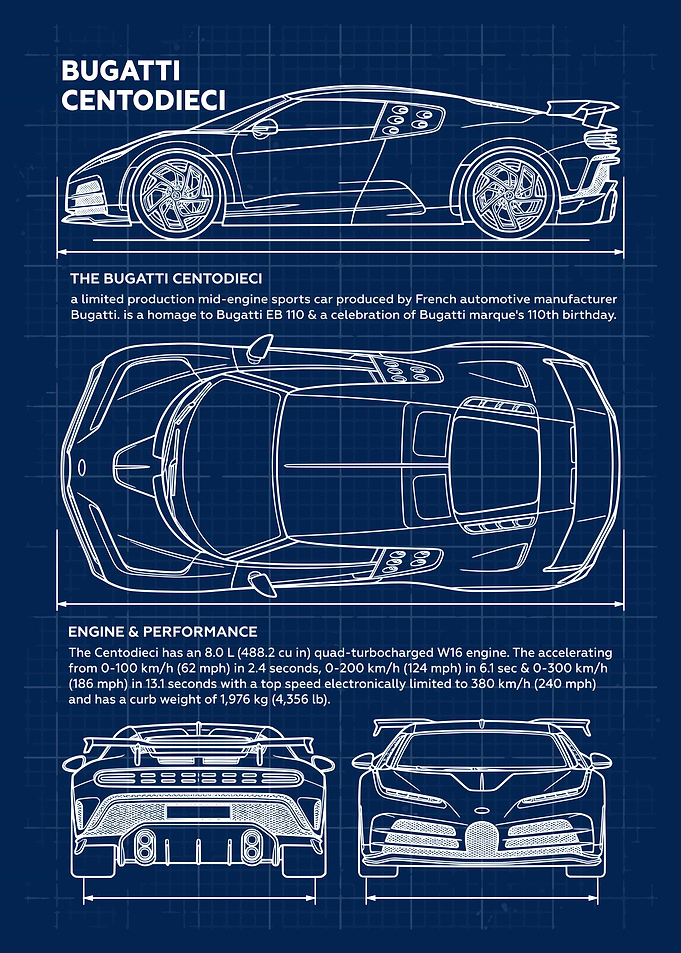Bugatti Centodieci Blueprint