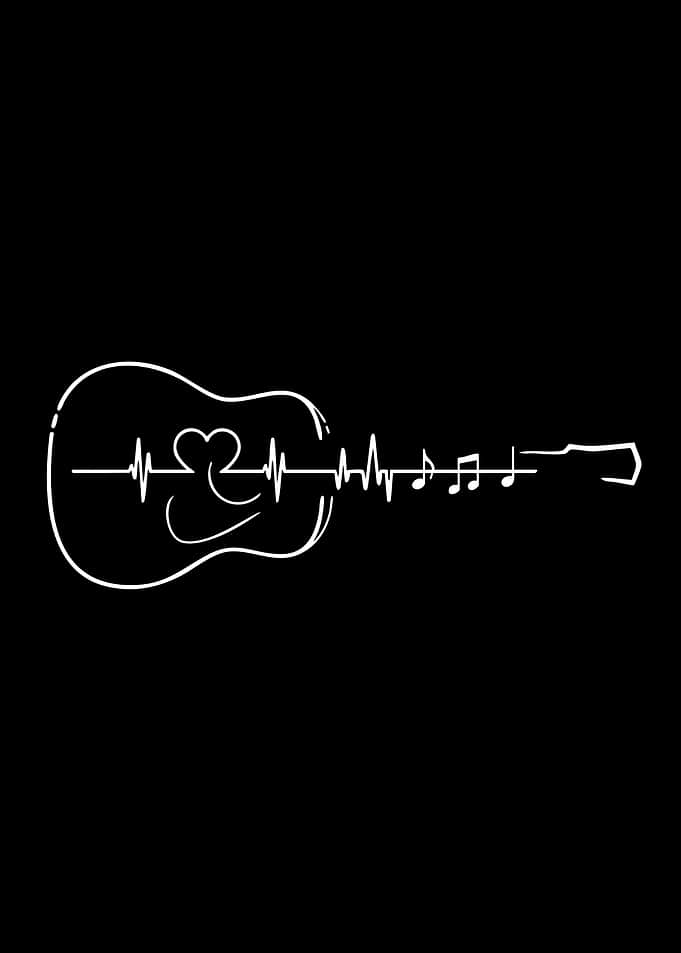 Guitar Heartbeat Music Notes