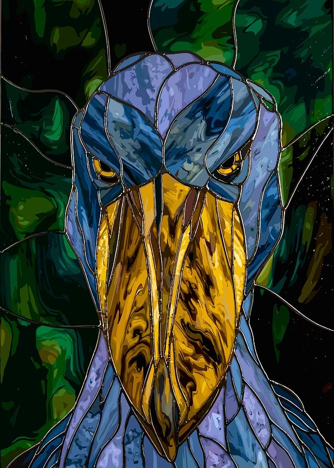 Stained Glass Shoebill Stork Portrait