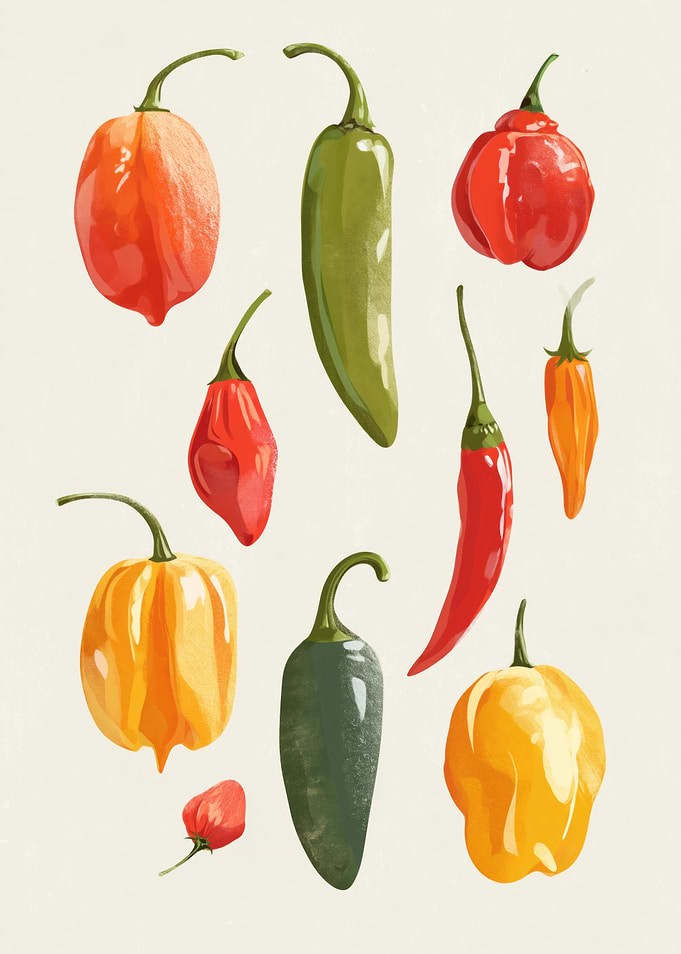 Assortment of Colorful Chili Peppers