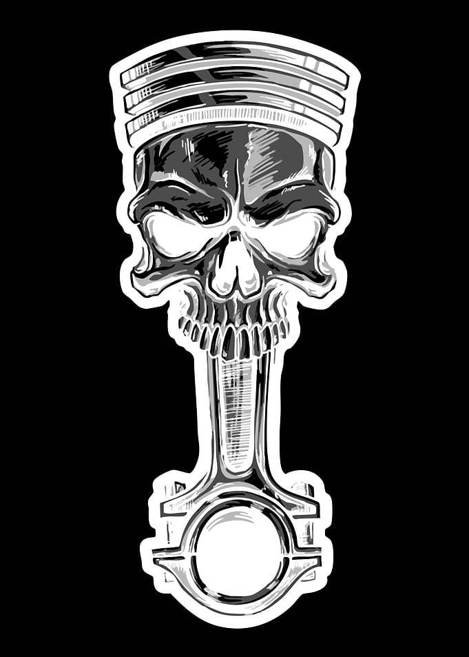Piston Skull Sticker