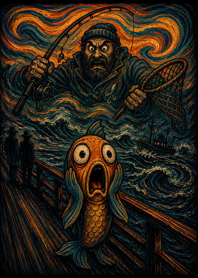 Scared Fish and Angry Fisherman