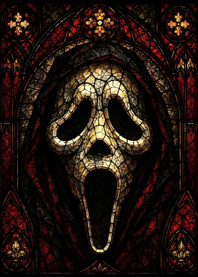 Scream Mask Stained Glass Art