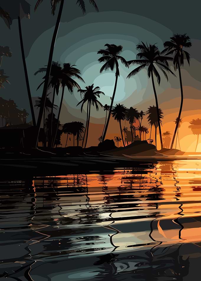 Tropical Sunset Over Water