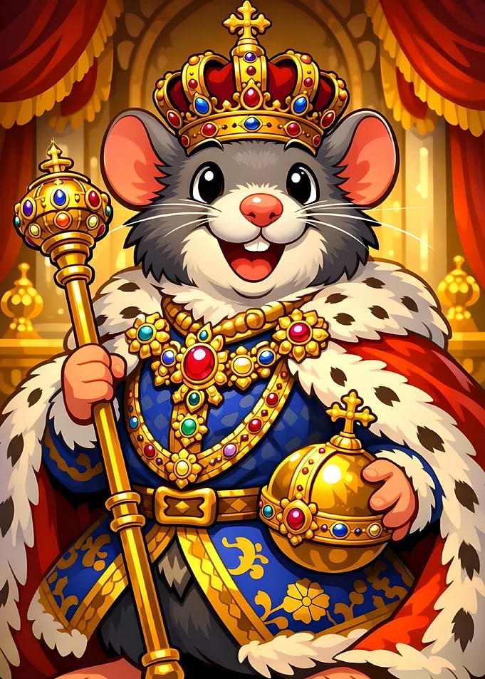 King Mouse with Crown and Scepter