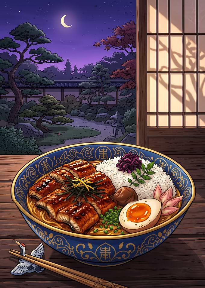 Japanese Eel Rice Bowl in Garden