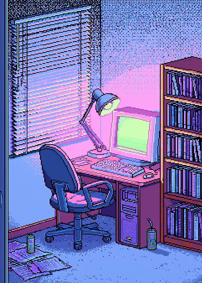 Retro Pixel Art Study Room