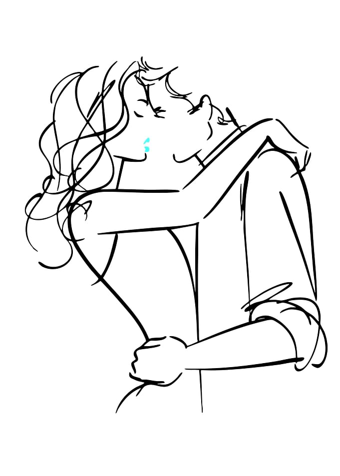Couple Embracing and Kissing