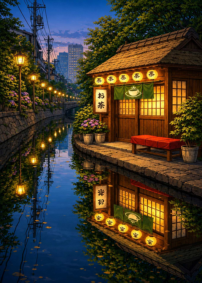 Twilight Tea by the Canal