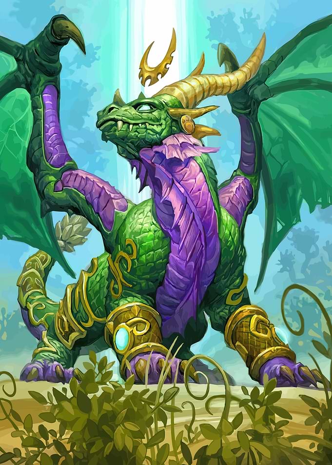 Green Dragon with Purple and Gold Armor