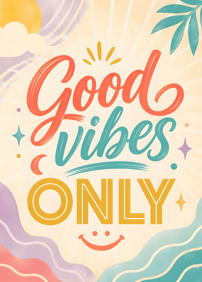 Retro Pastel Good Vibes Only Typography Art