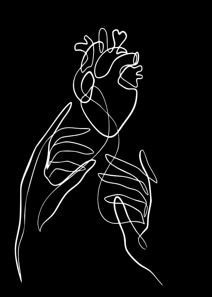 Line Art Heart and Hands