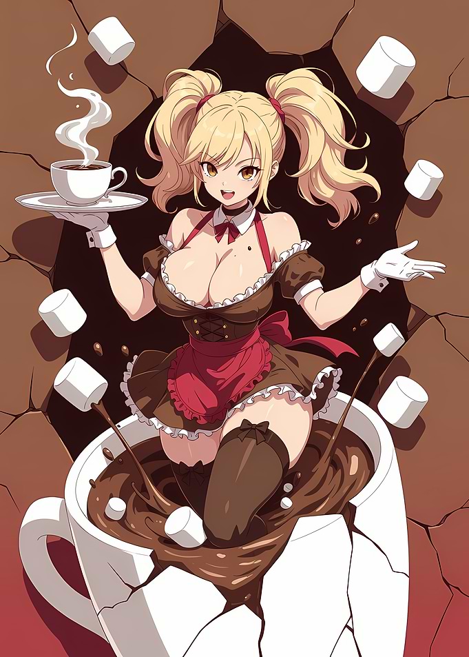 Anime Maid with Hot Chocolate