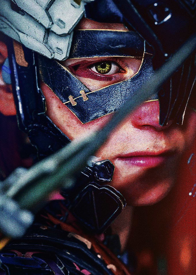 Close-up of a warrior's eye and mask