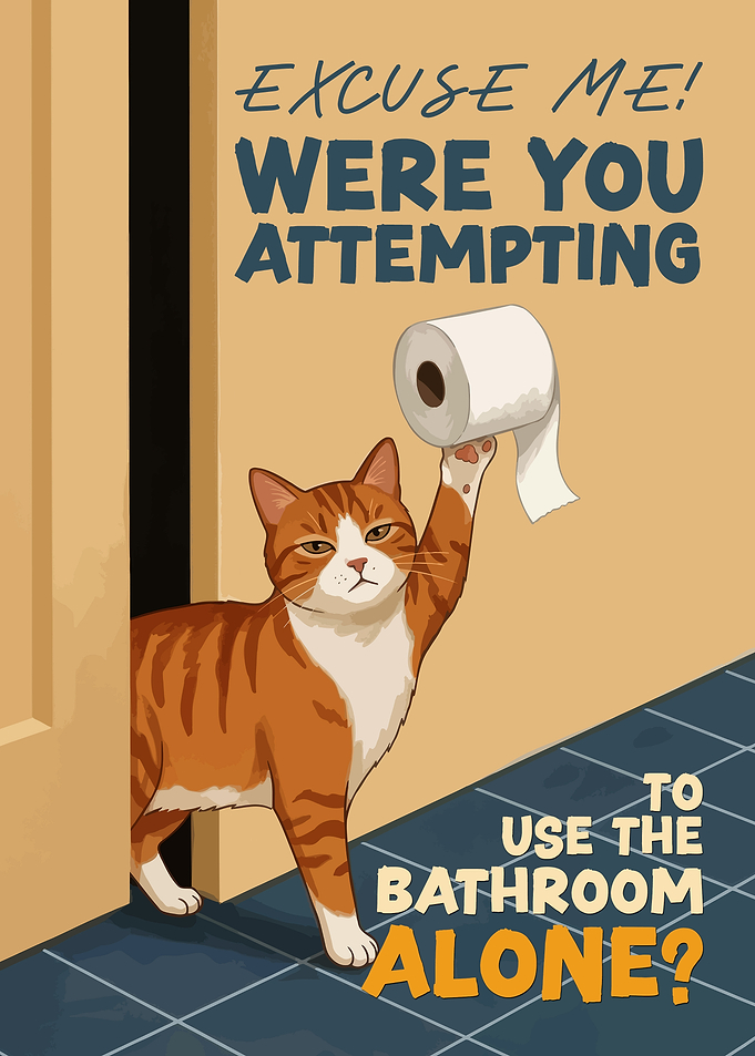 Cat holding toilet paper in bathroom