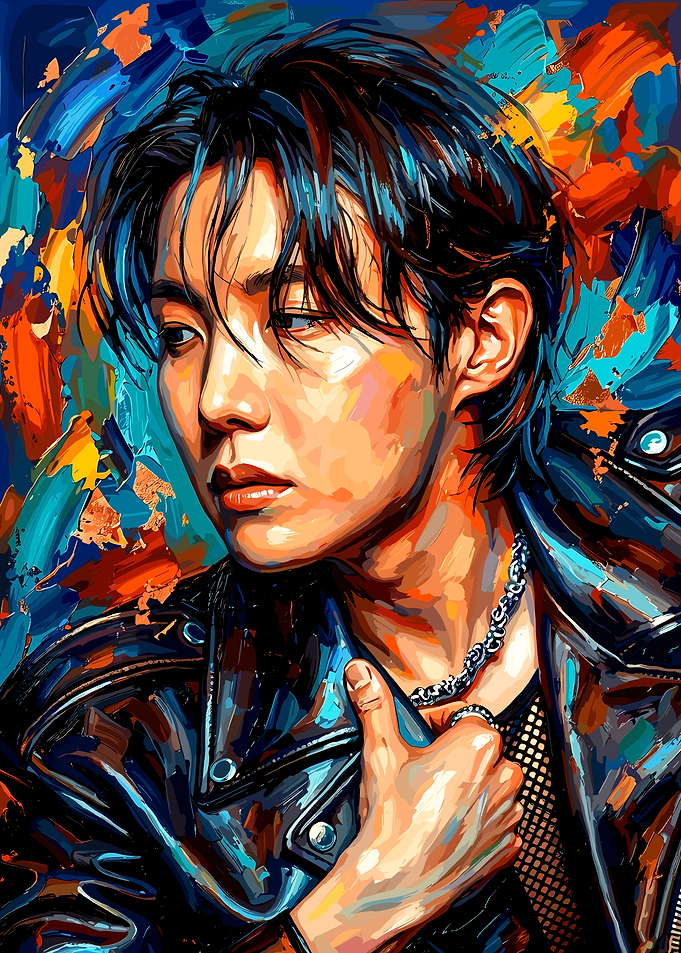 J-Hope Portrait in Vibrant Oil Paint Style