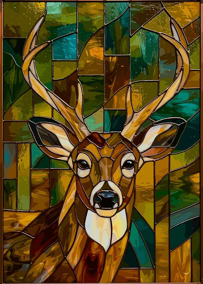 Stained Glass Deer Portrait