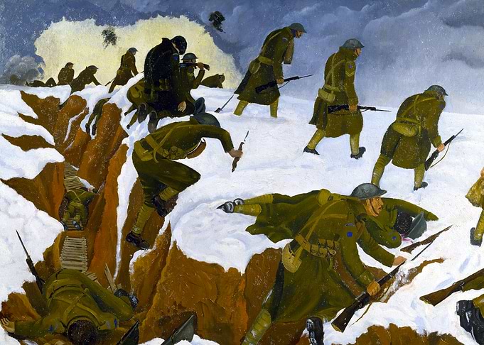 Over the Top by John Nash WW1 Trenches Historical Painting