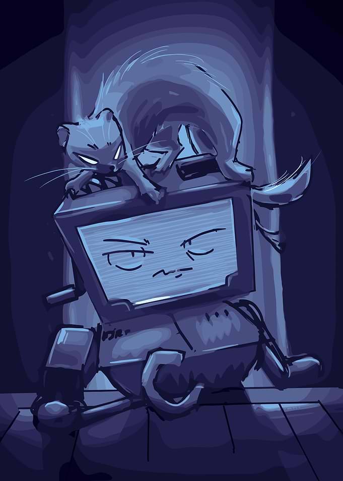 Cat on a Robot Monitor inscryption