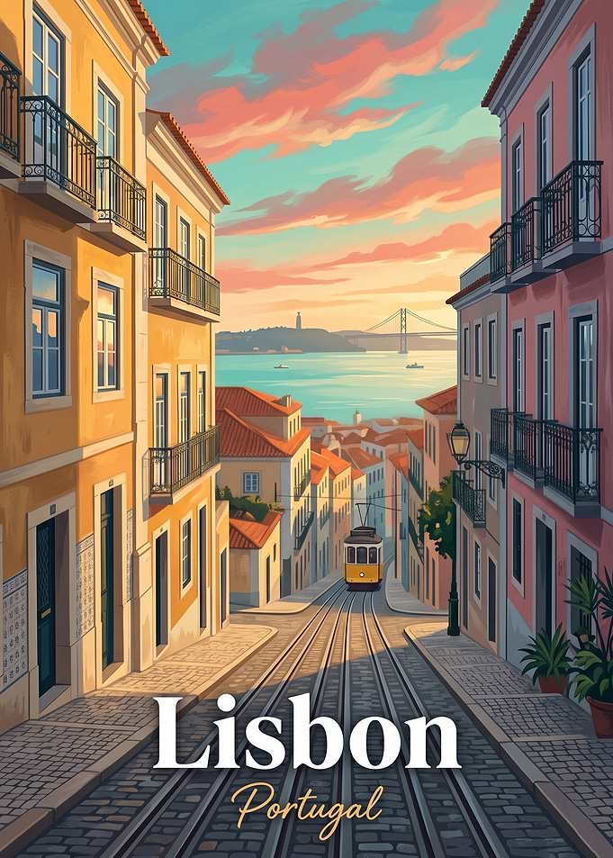 Lisbon Tram at Sunset