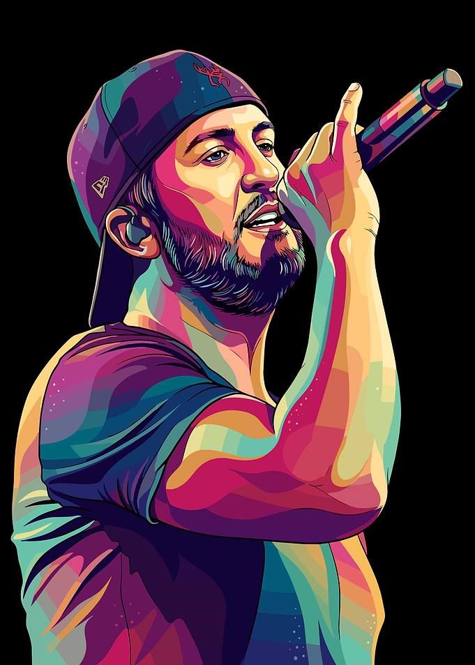 Colorful Pop Art Luke Bryan with Microphone