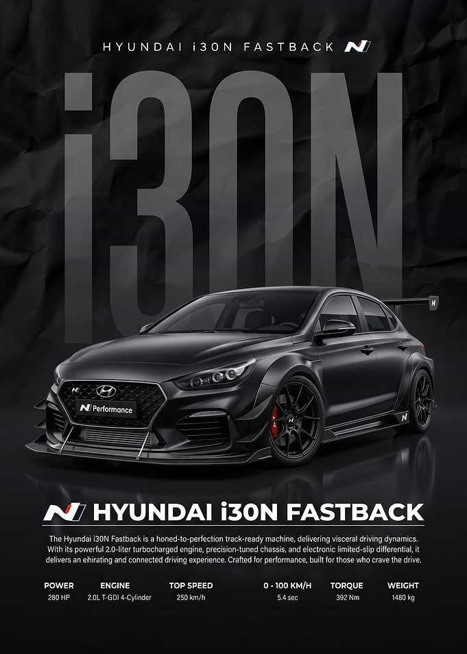 sleek Hyundai i30N Fastback Performance Car