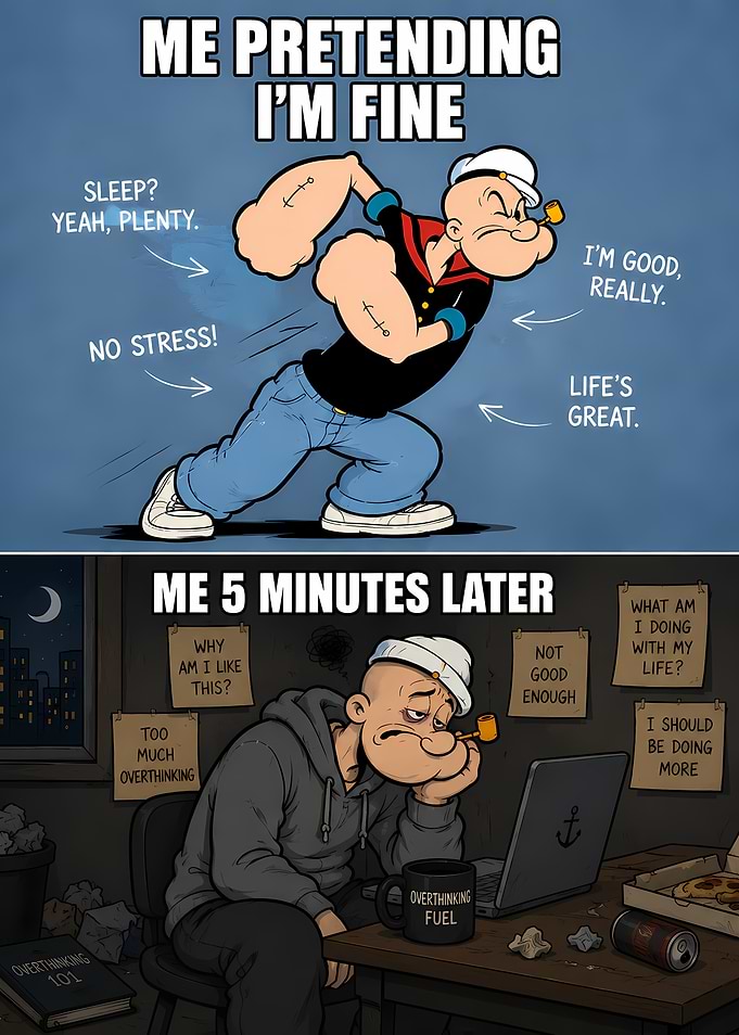Popeye Meme: Pretending vs Reality