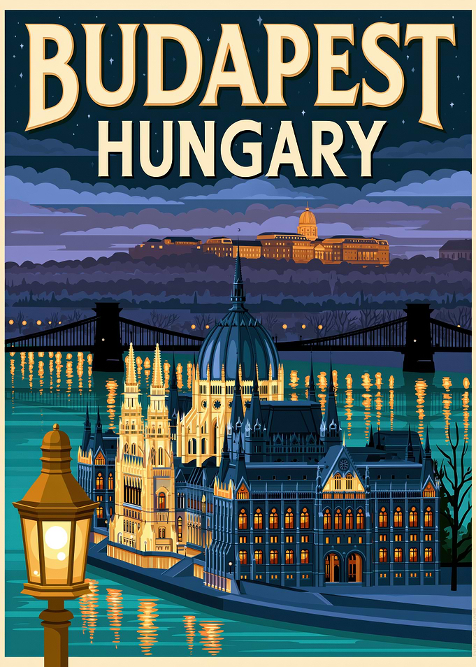 Budapest Hungary Vintage Poster