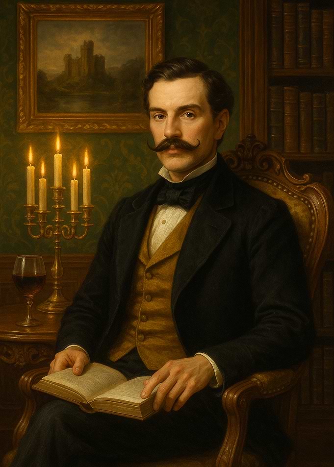 Victorian Gentleman Reading by Candlelight