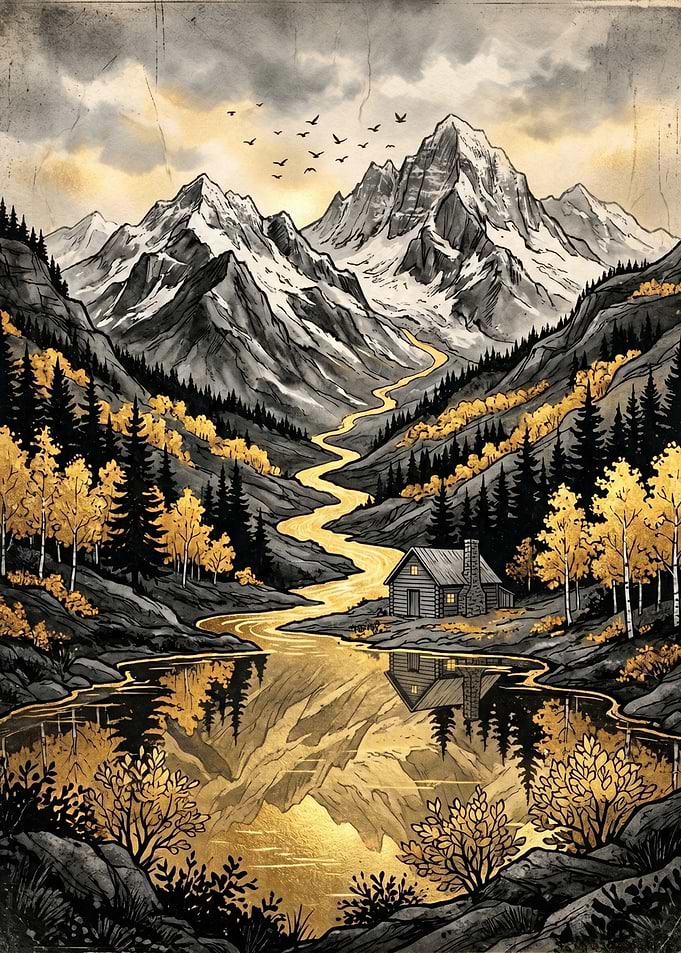 Mountain Cabin by Golden River