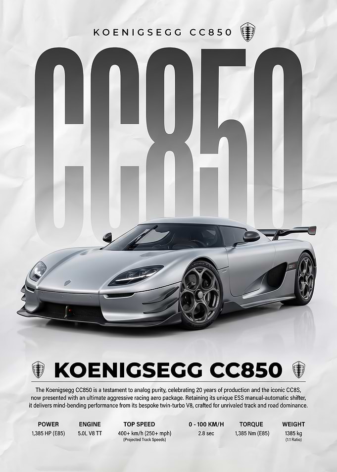 sleek Koenigsegg CC850 Supercar