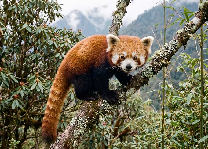 Red Panda on a Tree Branch