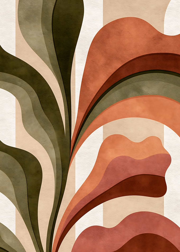 Retro Abstract Floral Waves