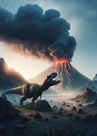 Dinosaur and Volcano