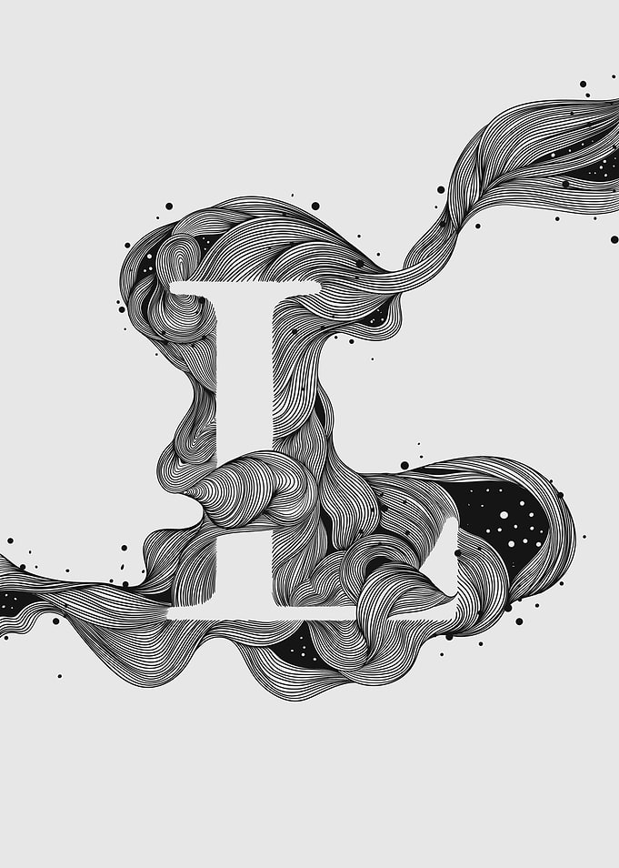 Abstract Letter L with Flowing Lines