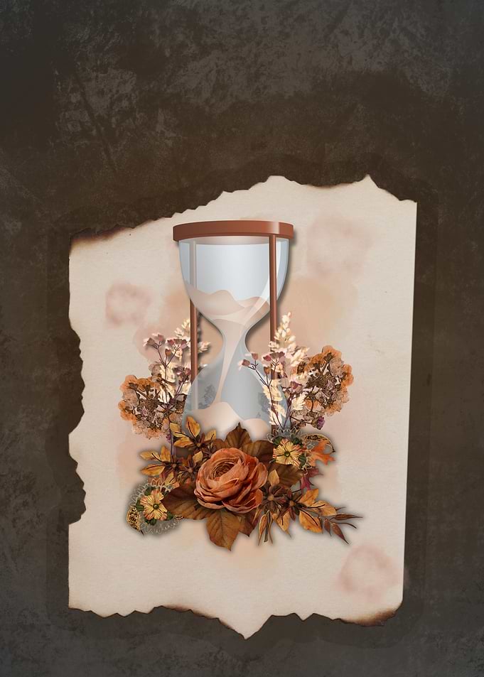 Hourglass with Autumn Flowers