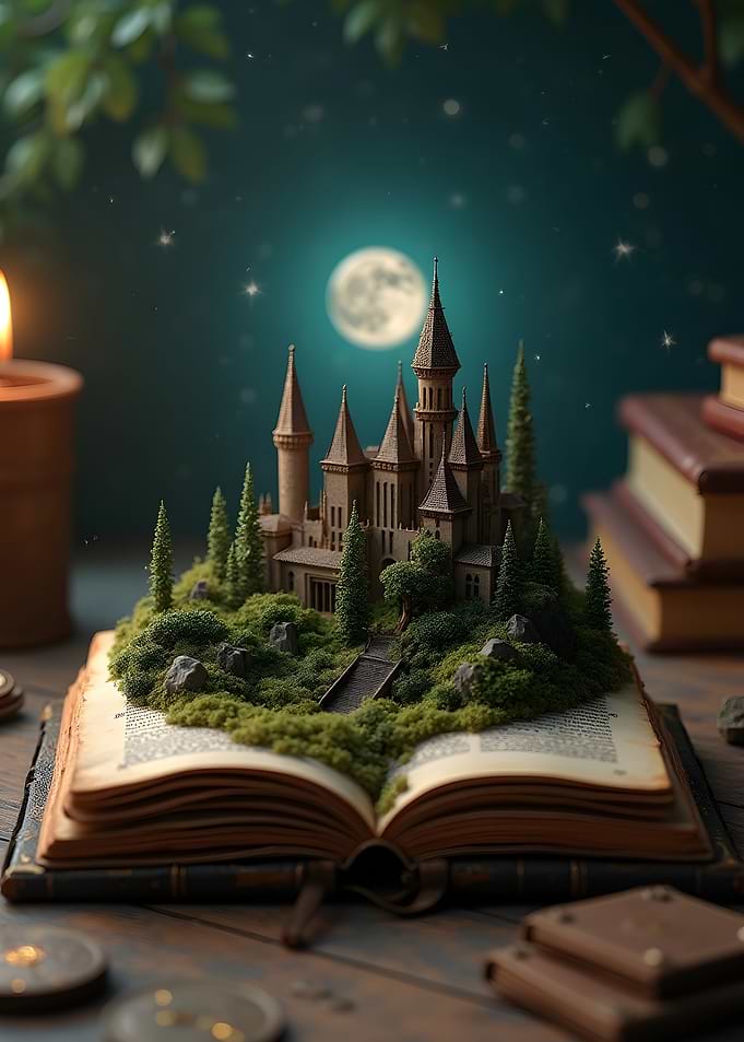 Enchanted Castle on an Open Book
