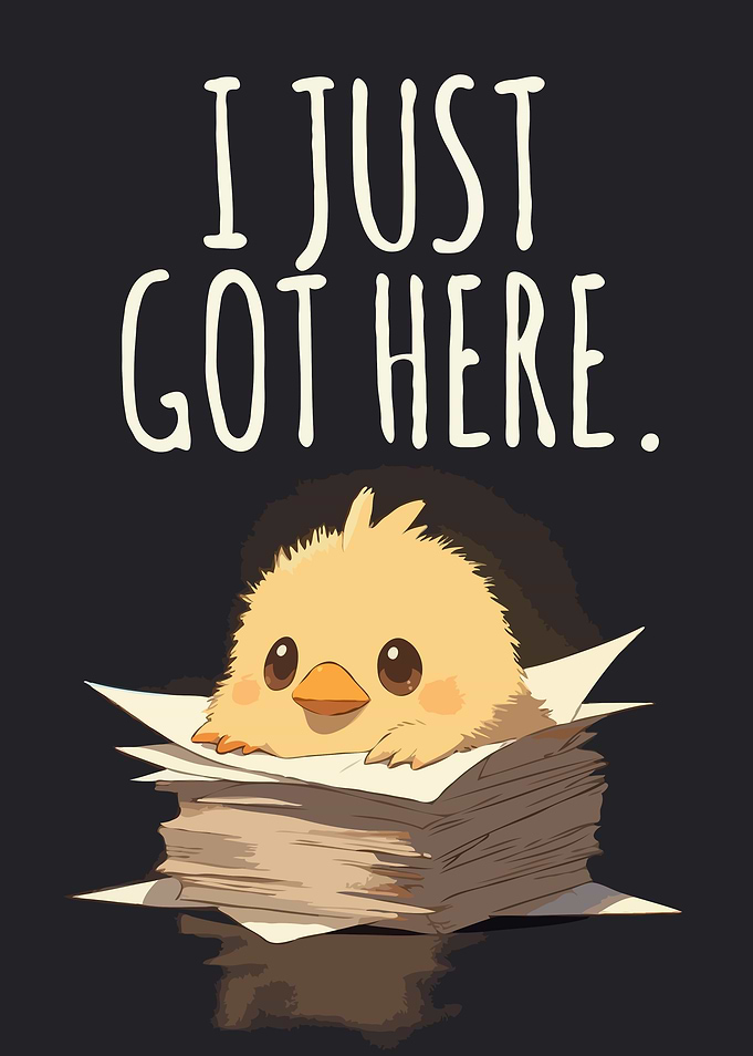 Cute Chick on Stack of Papers