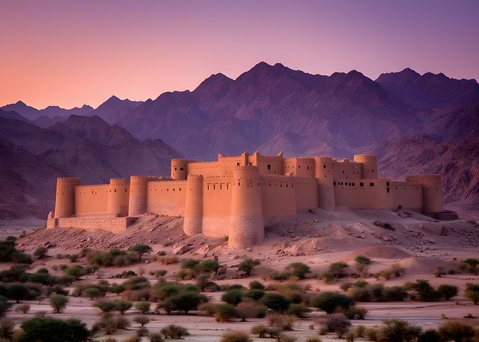 Desert Fortress at Sunset