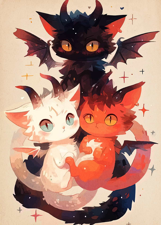 Three Cute Demon Cats