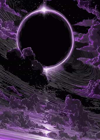 Cosmic Eclipse with Purple Clouds