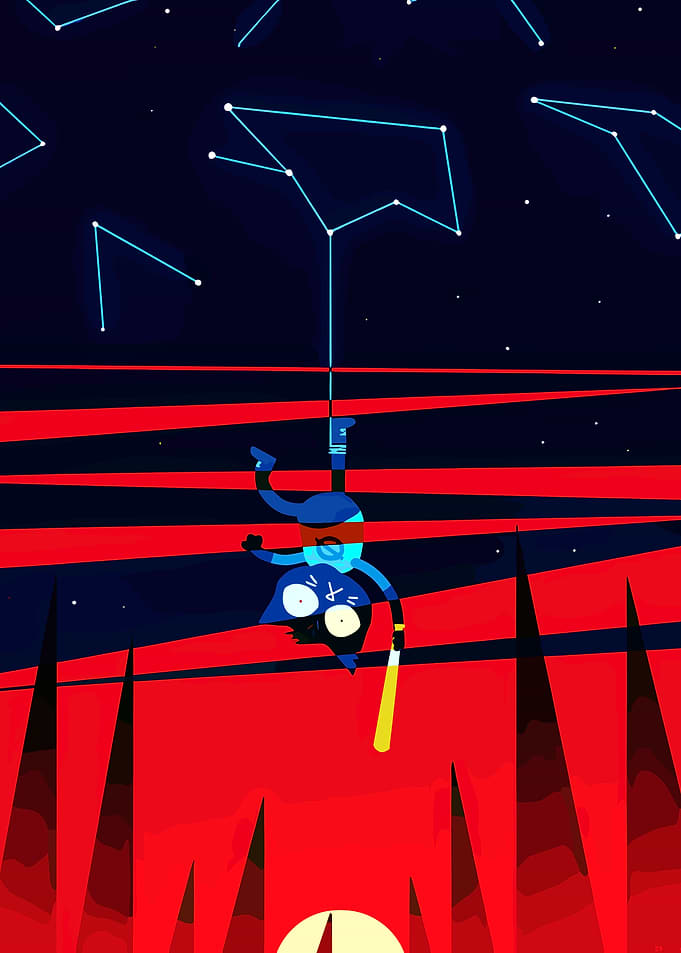 Hanging Cat Character with Baseball Bat