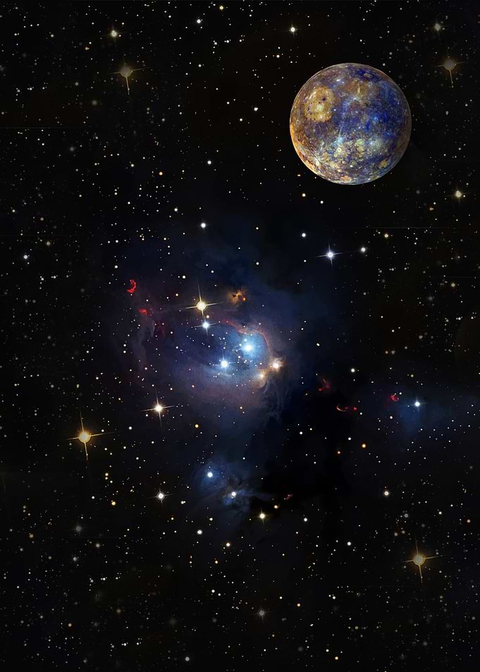 Planet and Nebula in Space